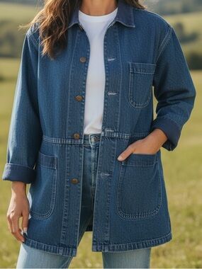 Vintage 90’s Oshkosh B’Gosh Denim Chore Jacket with Corduroy Trim Medium EUC